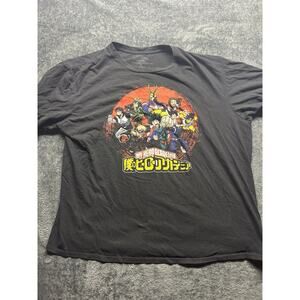 Funimation My Hero Academia Mens 2XL Black/Red Anime Short Sleeve Shirt